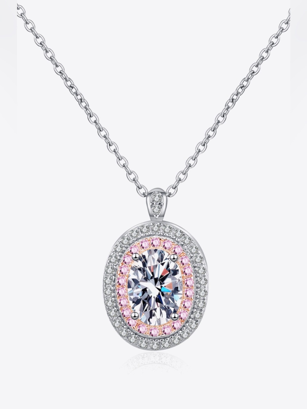 Adored 925 Sterling Silver Rhodium-Plated 1 Carat Moissanite Pendant Necklace